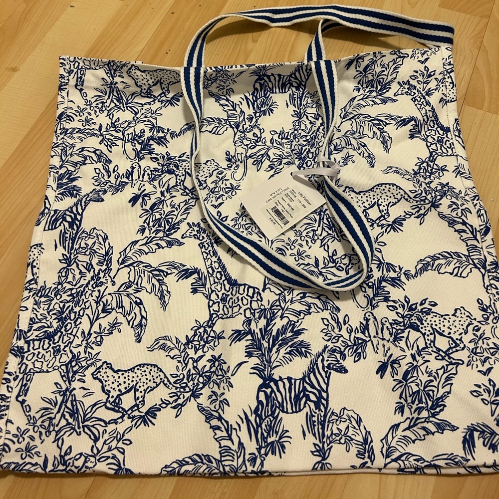 Lilly Pulitzer Blue and White Tote Bag